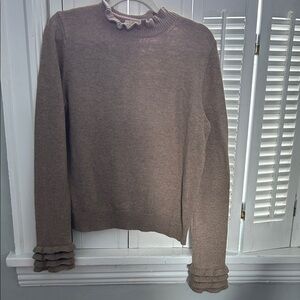 Boden Brown Knit Sweater with Pink Trim